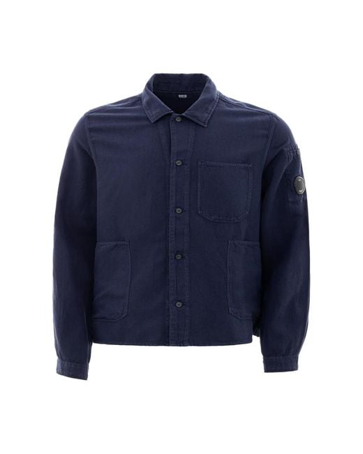 Camicia in lino con tasche di C P Company in Blue da Uomo