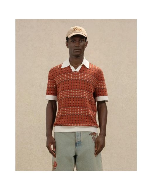 Drole de Monsieur Red V-Neck Knitwear for men