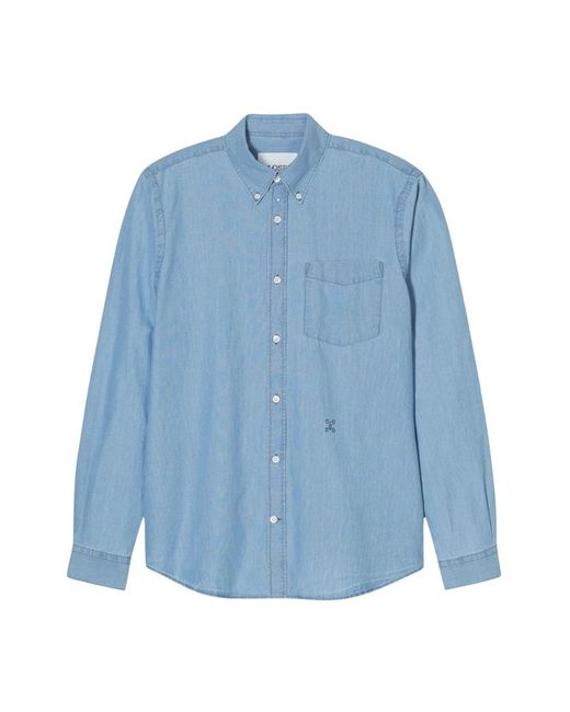 Closed Overhemden ,Blauw ,Katoen Chambray Button Down Shirt Met Zak in het Blue voor heren