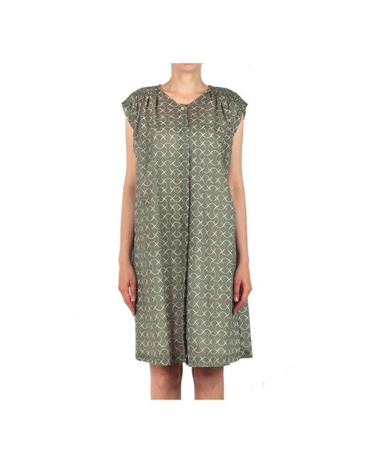 Alysi Green Bedrucktes baumwoll-chemisierkleid