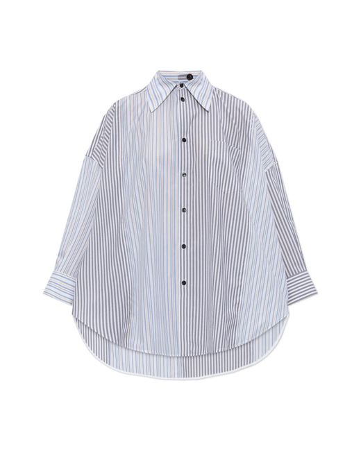 Marni Overhemden ,Grijs ,Katoen Shirt Met Streepjespatroon in het Blue