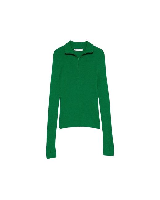 Frankie Shop Sade Knit Zip Sweater in het Green