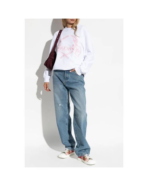 Moschino Hoodies & Sweatvesten ,Wit ,Sweatshirt Met Borduursel in het White