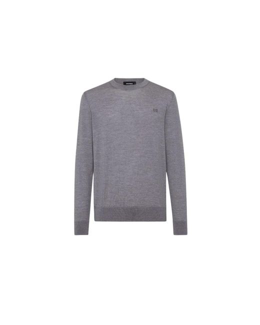 DSquared² Gray Round-Neck Knitwear for men