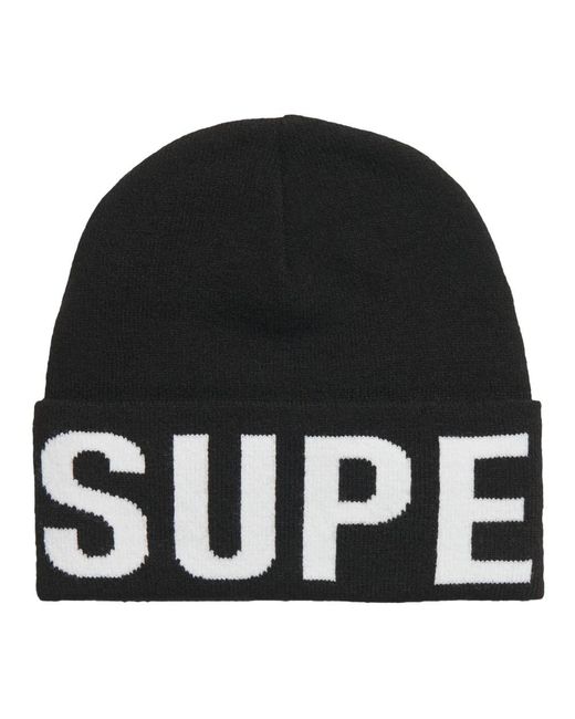 Superdry Black Gestrickte Beanie Mütze Schwarz