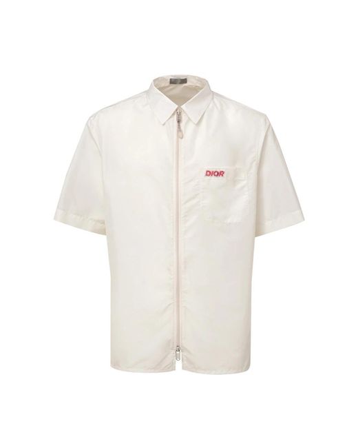 Dior Overhemden ,Wit ,Polyester Witte Half Zip Shirt Met Logo in het White voor heren