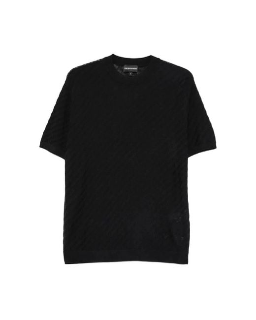 Emporio Armani Black Round-Neck Knitwear for men