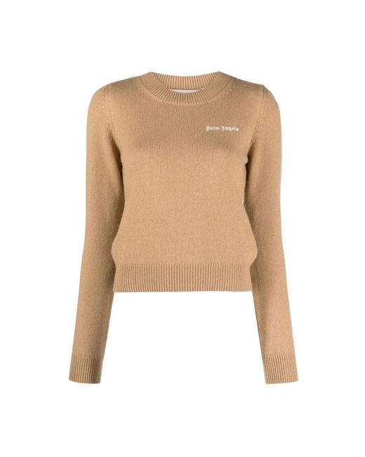 Palm Angels Natural Round-Neck Knitwear