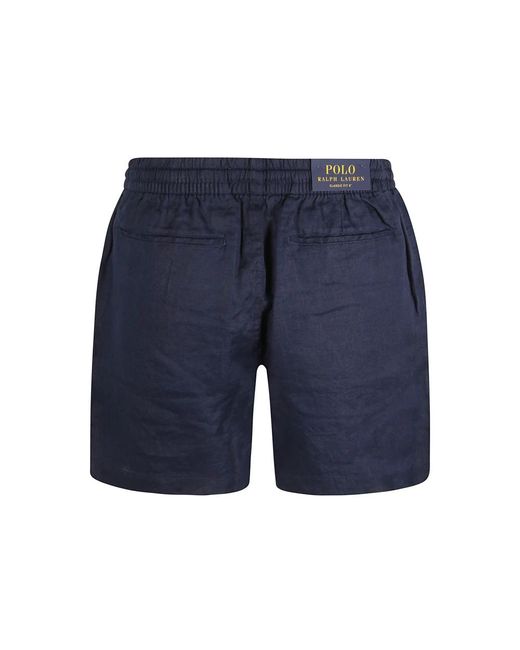 Ralph Lauren Marineblaue leinen-shorts mit pony-logo in Blue für Herren