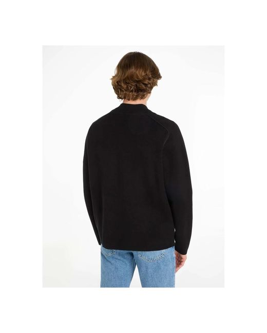 Calvin Klein Stylischer milano stitch zip sweater in Black für Herren