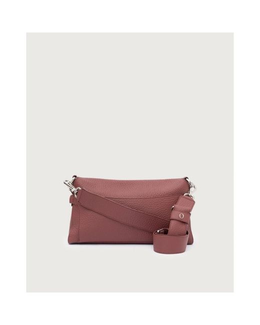 Orciani Red Weiche Lederschultertasche Mit Kette Und Riemen
