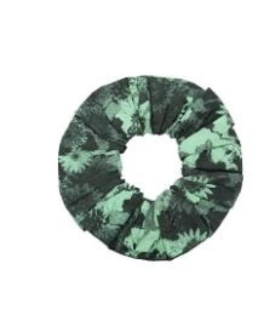 Ganni Green Bedrucktes baumwollscrunchie in peapod