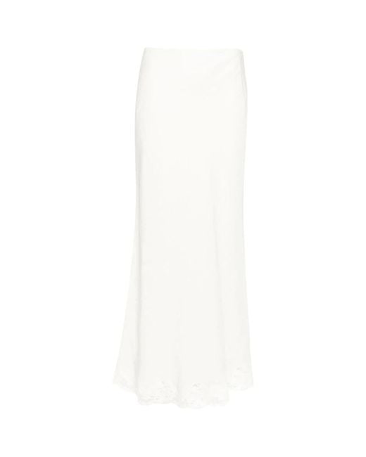 Rixo White Skirt Crystal Cream Lace Trim