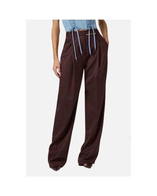 Elisabetta Franchi Purple Wide Trousers