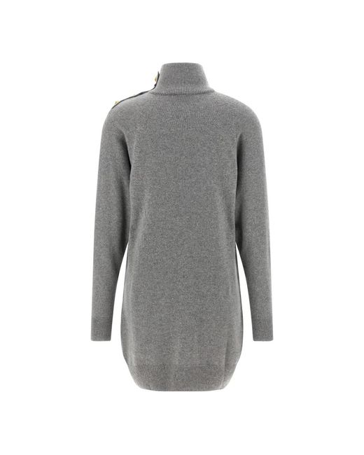 Balmain Gray Knitted Dresses