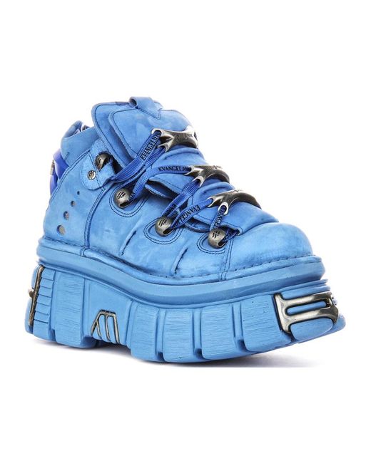 New Rock Blue Lace-Up Boots