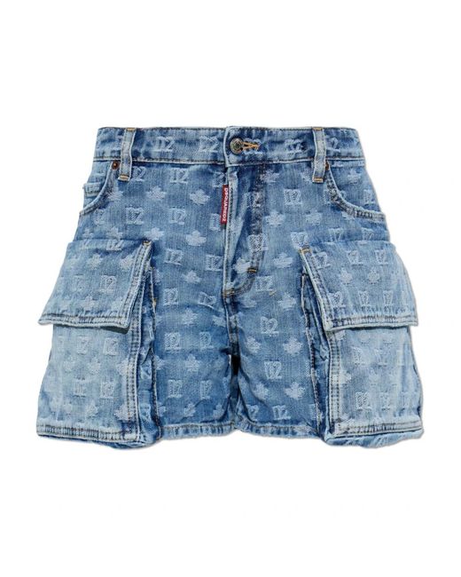 DSquared² Light Wash Cargo Shorts in het Blue