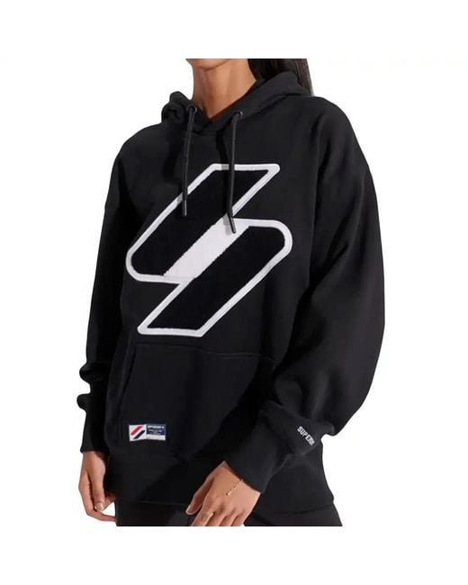 Superdry Black Klassischer Logo Kapuzenpullover