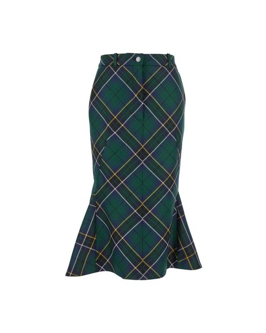 Alexander McQueen Green Tartan Midi Rock