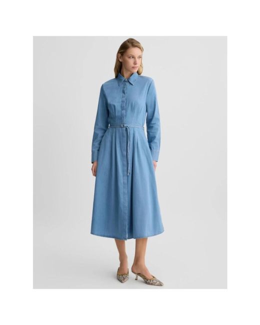 Liu Jo Denim Overhemdjurk Met Strass Knopen in het Blue