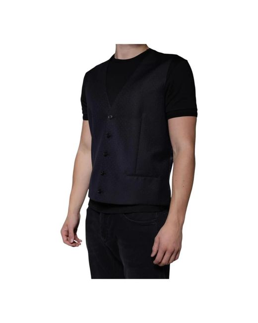 Dolce & Gabbana Black Waistcoats for men