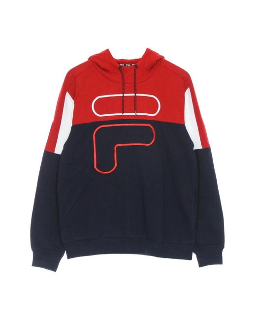 Fila Hoodies & Sweatvesten ,Veelkleurig ,Katoen Geblokkeerde Lichtgewicht Hoodie Zwart/Rood/Wit in het Blue voor heren