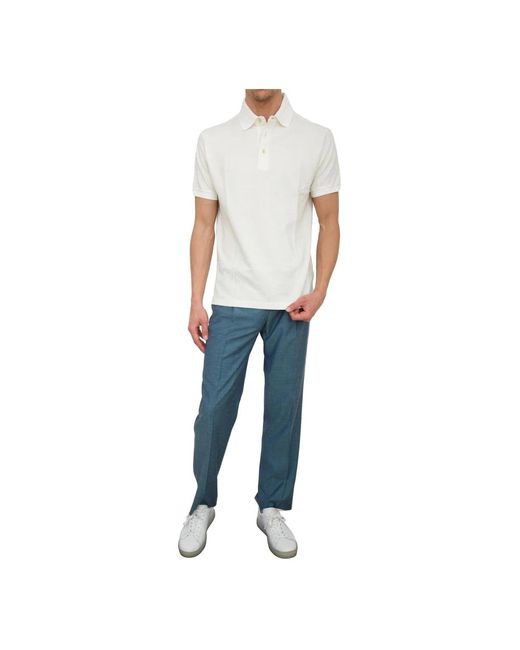 Etro Tops ,Wit ,Katoen Ivory Rome Polo Shirt in het Blue voor heren