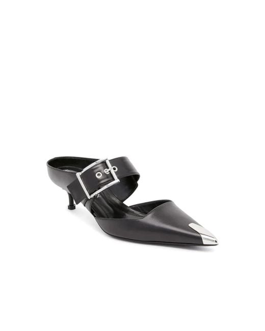 McQueen Black Heeled Mules