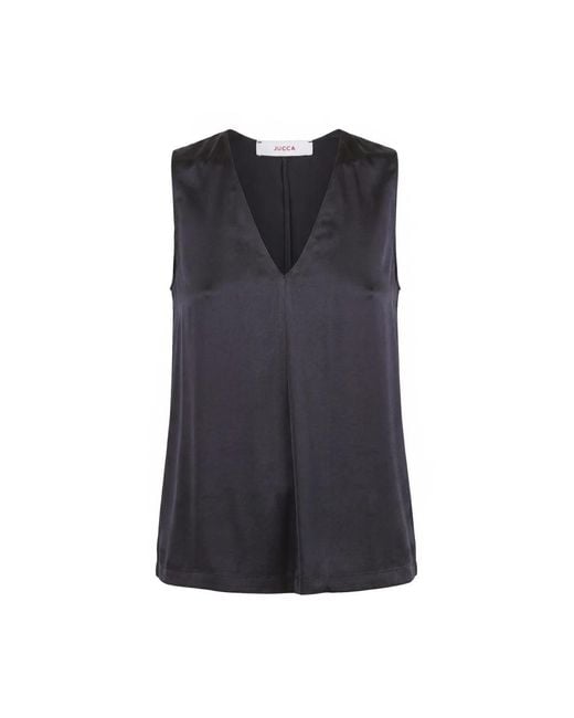 Jucca Blue Sleeveless Tops