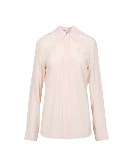 Sportmax Overhemden ,Roze ,Zijden Overhemd Met Lange Mouwen in het Pink