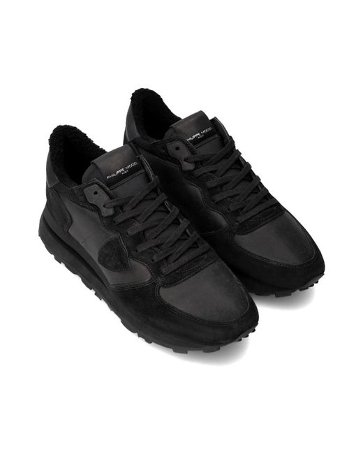 Philippe Model Schoenen ,Zwart ,Katoen Sneakers Tropez Haute Running in het Black voor heren
