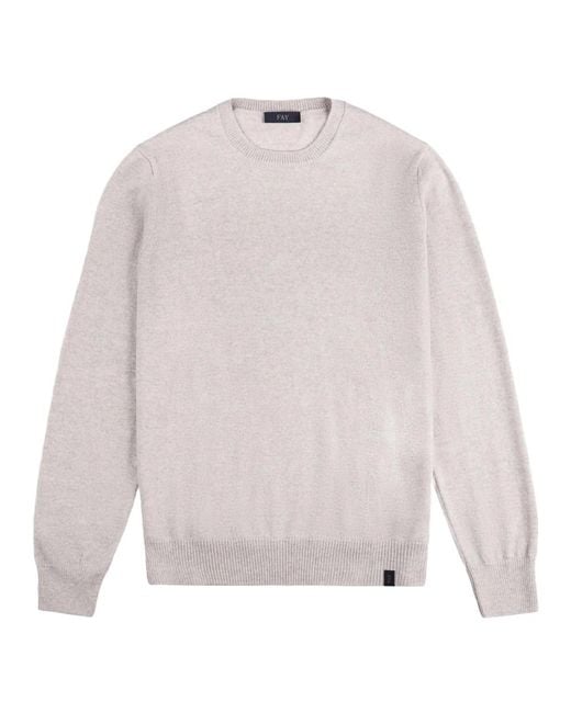 Fay White Round-Neck Knitwear for men