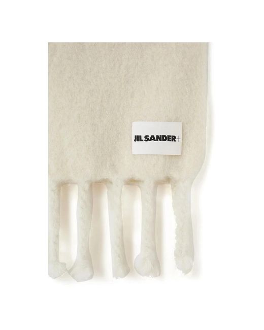 Jil Sander Natural Logo-Patch Grobstrick-Schal