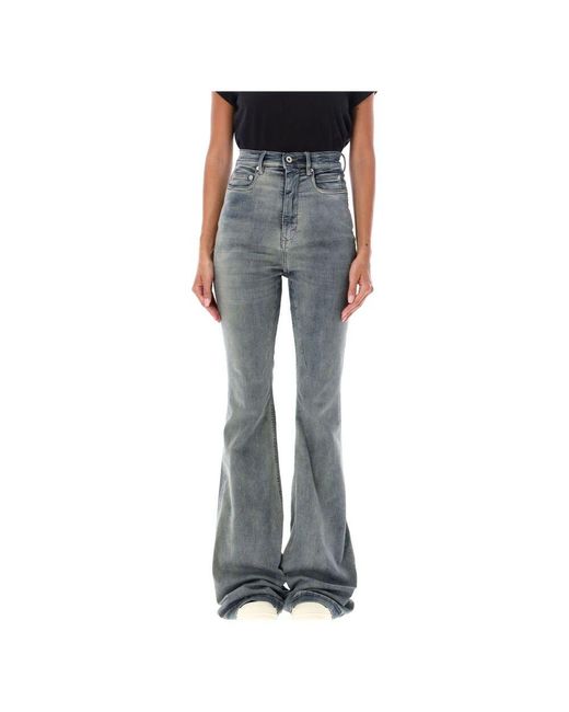 Rick Owens Gray High-Rise Schlagjeans Sky