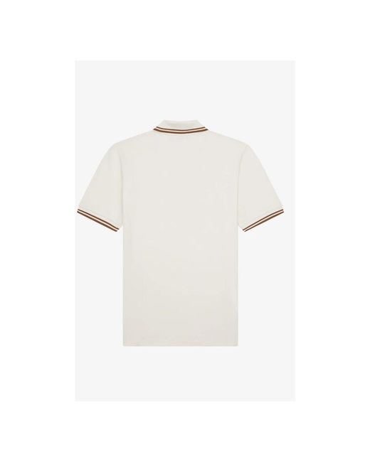 Fred Perry White Reissues Original Twin Tipped Polo Ecru & Dark Caramel for men