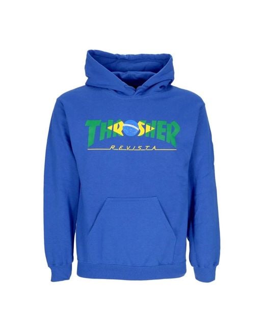 Thrasher Hoodies & Sweatvesten ,Blauw ,Katoen Brazil Revista Hoodie Royal in het Blue voor heren