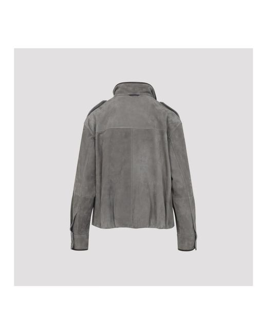 Brunello Cucinelli Gray Leather Jackets