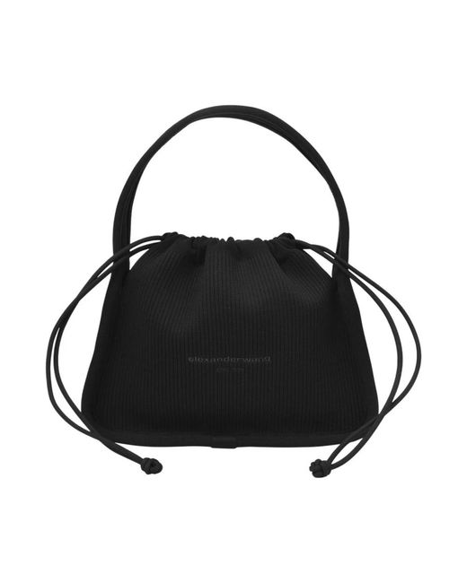 Alexander Wang Zwarte Canvas Trekkoord Kleine Tas in het Black