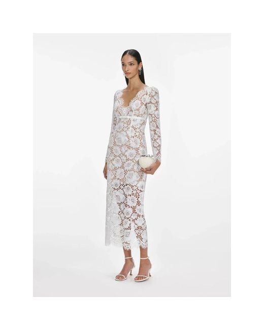 Self-Portrait White Midi Dresses