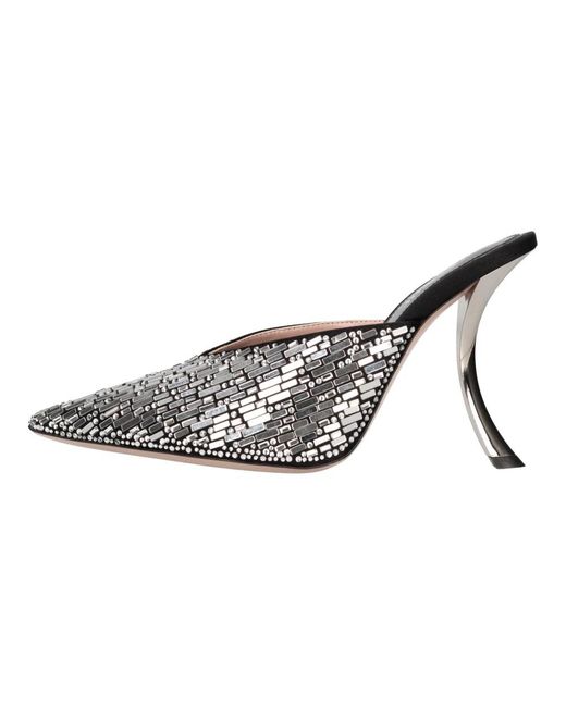 Gedebe Gray Heeled Mules