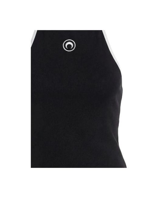 MARINE SERRE Black Sleeveless Tops