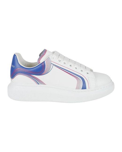 McQueen Blue Panelled Motif Lace-Up Sneakers for men