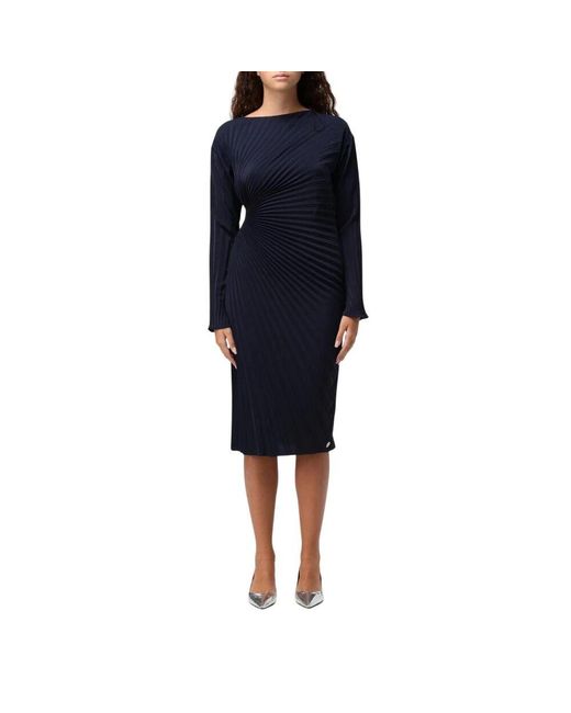 KENZO Blue Blaues Plissiertes Midi-Kleid Eleganter Stil