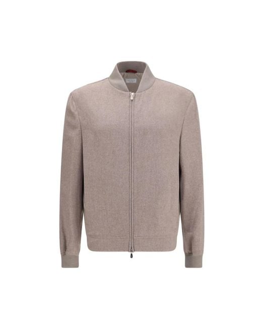 Brunello Cucinelli Brown Bomber Jackets for men