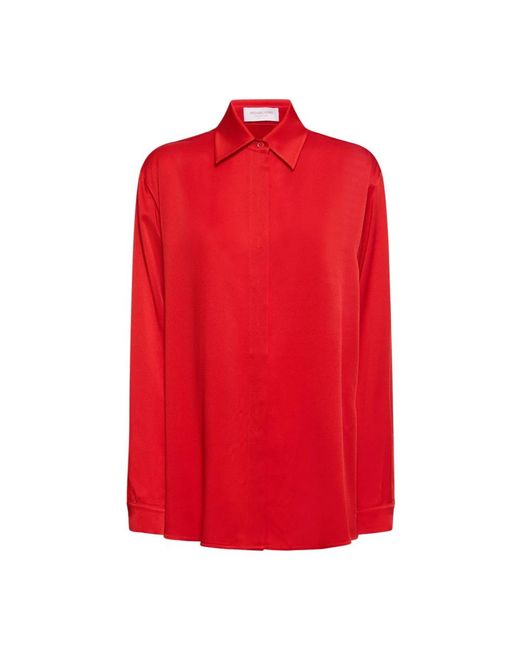 Michael Kors Overhemden ,Rood ,Charmeuse Boyfriend Blouse in het Red