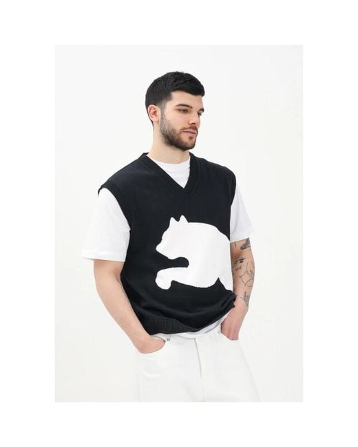 PUMA Black Sleeveless Jumpers for men