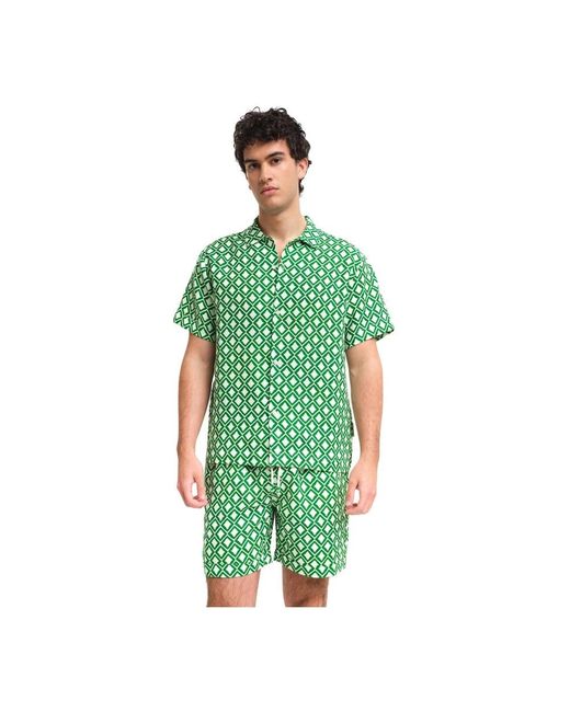Peninsula Green Short Sleeve Shirts for men