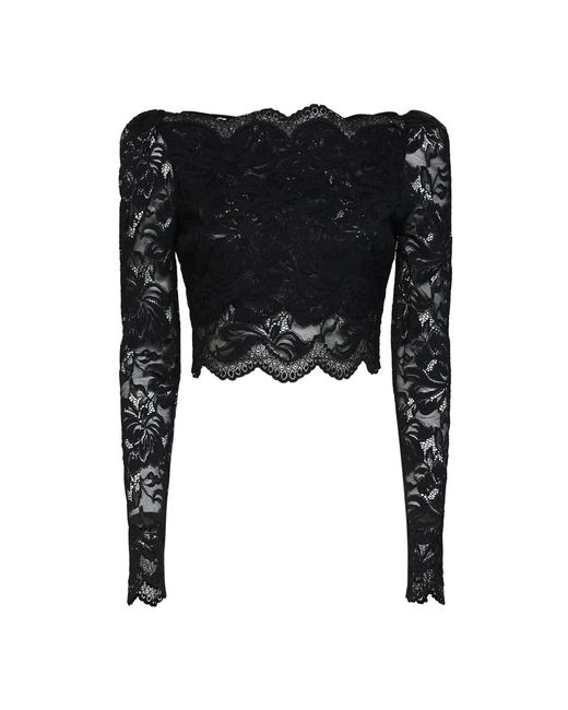 Rabanne Cropped Kanten Top in het Black