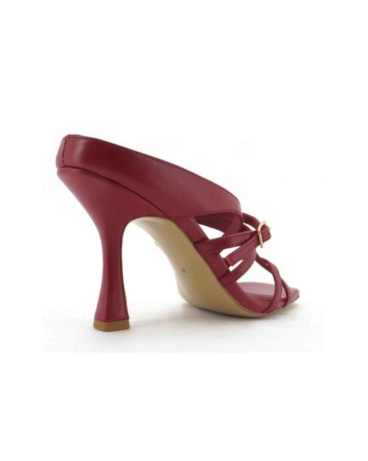 Elvio Zanon Red Heeled Mules