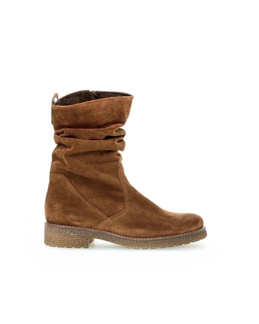 Gabor Brown Samt mid cognac stiefel